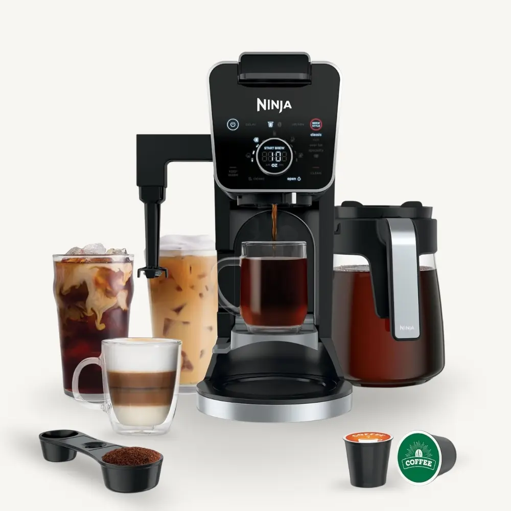 Ninja DualBrew Pro coffee maker with built-in milk frother