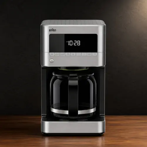 Braun BrewSense 12-cup drip coffee maker in black and silver