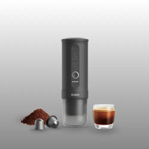 OutIn Nano portable electric espresso machine in space gray