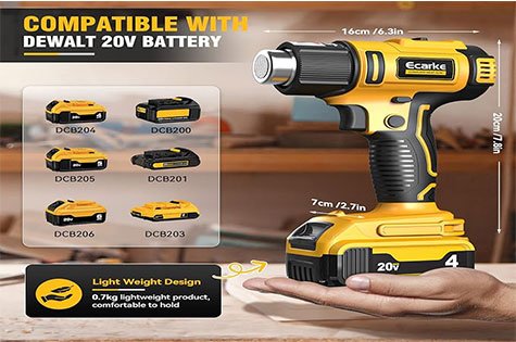 Cordless Heat Gun for Dewalt 20V Battery