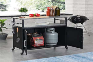 FirsTime & Co. New & Enhanced Black Davidson Outdoor Grilling Kitchen Cart Island