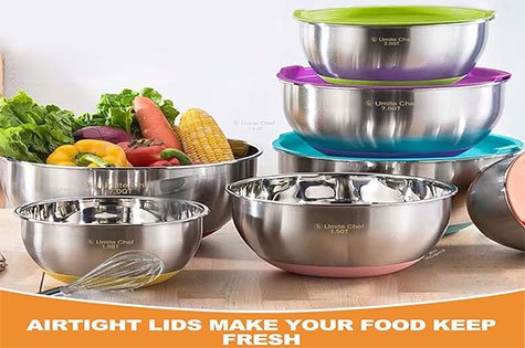 Unite Chef Mixing Bowls with Airtight Lids