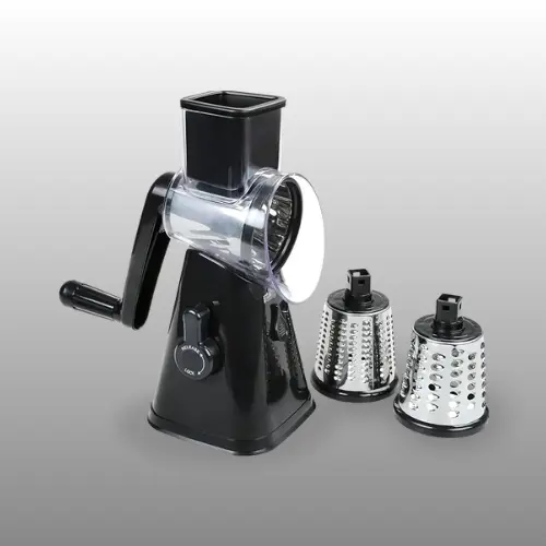 Geedel rotary cheese grater with red handle and suction base