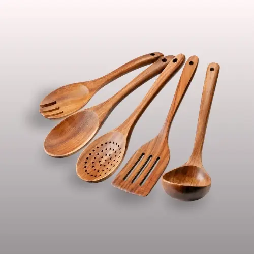 Zulay Kitchen 6-piece teak wood cooking spoon set