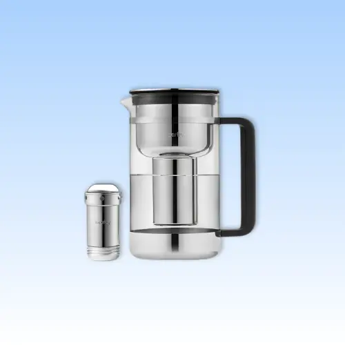 Aarke Purifier glass and stainless steel water filter pitcher 