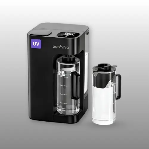 Ecoviva Mate 3 UV countertop water filtration system with dual pitchers
