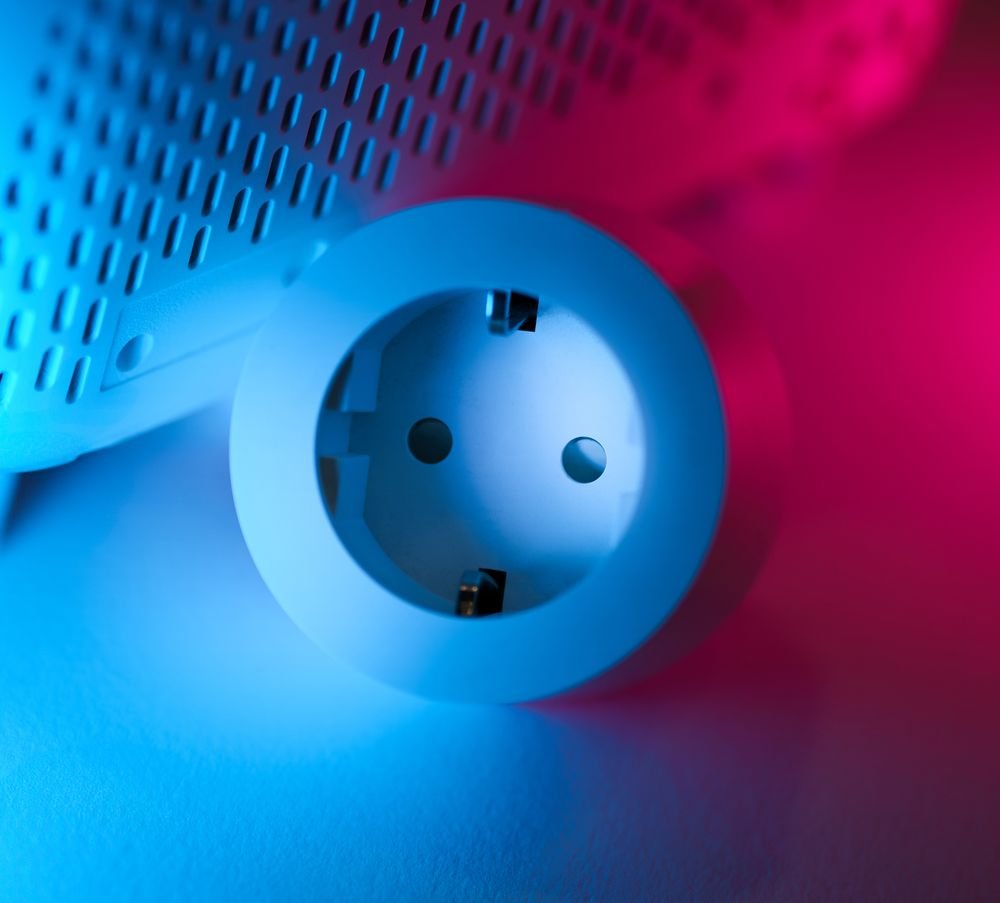 Close-up of a smart socket with indicator light